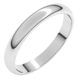 14K White Gold 3 mm Half Round Band Size 4.5