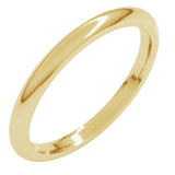14K Yellow Gold 2 mm Comfort-Fit Half Round Band Size 8.5