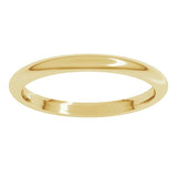 14K Yellow Gold 2 mm Comfort-Fit Half Round Band Size 8.5