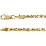 14K Yellow Gold 3 mm Rope 24" Chain