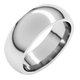 Sterling Silver 7 mm Comfort-Fit Half Round Band Size 9