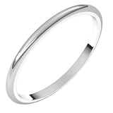 Platinum 1.5 mm Half Round Band Size 6