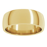 14K Yellow Gold 7 mm Lightweight Comfort-Fit Half Round Band Size 10