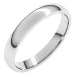 14K White Gold 3 mm Lightweight Comfort-Fit Half Round Band Size 9