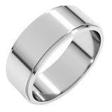 14K White Gold 7 mm Stepped-Edge Flat Band Size 11