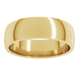 18K Yellow Gold 6 mm Lightweight Comfort-Fit Half Round Band Size 10.5