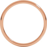 10K Rose Gold 2 mm Lightweight Comfort-Fit Half Round Band Size 6.5