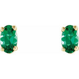 14K Yellow Gold Lab-Grown Emerald Scroll Setting® Stud Earrings