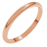 10K Rose Gold 2 mm Half Round Band Size 6