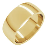 14K Yellow Gold 8 mm Lightweight Comfort-Fit Half Round Band Size 11