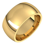 14K Yellow Gold 10 mm Comfort-Fit Half Round Band Size 9
