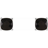 14K White Gold Natural Black Onyx Scroll Setting® Earrings