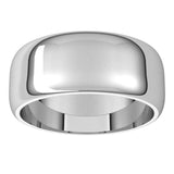 14K White Gold 8 mm Half Round Band Size 9