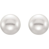 Sterling Silver 5-6 mm Cultured White Freshwater Button Pearl Earrings