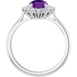 Sterling Silver Natural Amethyst & 1/3 CTW Lab-Grown Diamond Ring