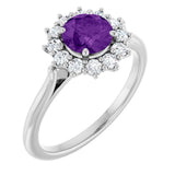 14K White Gold Natural Amethyst & 1/3 CTW Lab-Grown Diamond Ring