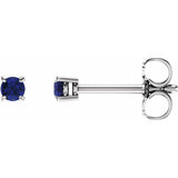 14K White Gold 2.5 mm Natural Blue Sapphire Earrings