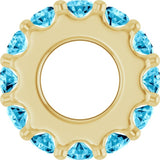 18K Yellow Gold-Plated Sterling Silver Natural Aquamarine Spacer Charm/Pendant