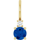 14K Yellow Gold Lab-Grown Blue Sapphire & .03 CT Natural Diamond Charm/Pendant
