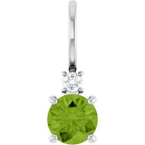 Sterling Silver Natural Peridot & .03 CT Natural Diamond Charm/Pendant