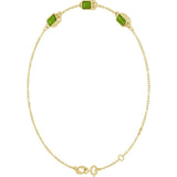 14K Yellow Gold Natural Peridot Bezel-Set 3-Stone 7 1/2" Bracelet