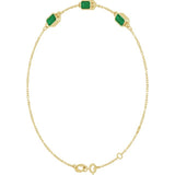14K Yellow Gold Lab-Grown Emerald Bezel-Set 3-Stone 7 1/2" Bracelet