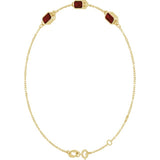 14K Yellow Gold Natural Mozambique Garnet Bezel-Set 3-Stone 7 1/2" Bracelet