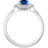 14K White Gold Lab-Grown Blue Sapphire & 1/3 CTW Lab-Grown Diamond Ring