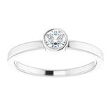 14K White 4 mm Natural Diamond Ring