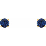 14K Yellow Gold 4 mm Lab-Grown Blue Sapphire Earrings