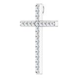 14K White 7/8 CTW Natural Diamond Cross Pendant