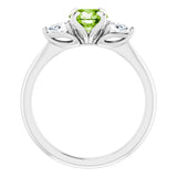 14K White Natural Peridot & 1/4 CTW Natural Diamond Ring