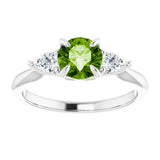 14K White Natural Peridot & 1/4 CTW Natural Diamond Ring