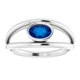 14K White Natural Blue Sapphire Ring