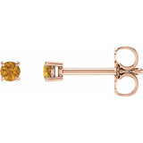 14K Rose Gold 2.5 mm Natural Citrine Earrings