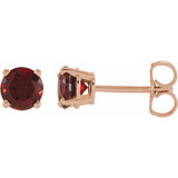 14K Rose 5 mm Natural Mozambique Garnet Earrings
