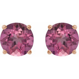 14K Rose Gold 5 mm Natural Pink Tourmaline Earrings