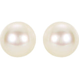 14K White 8 mm Cultured White Akoya Pearl Earrings