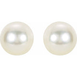 14K White 7 mm Cultured White Akoya Pearl Earrings