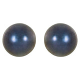 14K White  6 mm Cultured Black Akoya Pearl Earrings