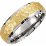 Titanium & 18K Yellow Gold-Plated Inlay 7 mm Beveled-Edge Band Size 9
