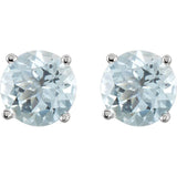 14K White Gold 6 mm Natural Aquamarine Earrings