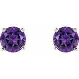 14K White 5 mm Natural Amethyst Stud Earrings