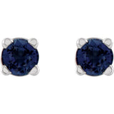14K White 2.5 mm Natural Blue Sapphire Earrings