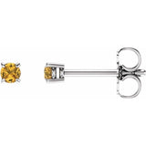 14K White Gold 2.5 mm Natural Yellow Sapphire Earrings