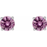 14K White Gold 4 mm Natural Pink Sapphire Earrings