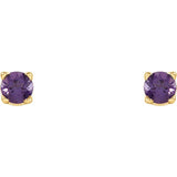 14K Yellow Gold 2.5 mm Natural Amethyst Earrings