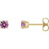 14K Yellow Gold 5 mm Natural Pink Sapphire Earrings