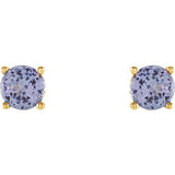 14K Yellow Gold 4 mm Natural Tanzanite Earrings