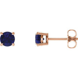 14K Rose Gold 5 mm Natural Blue Sapphire Earrings